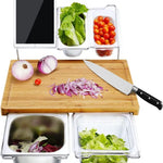 planche découper bambou bacs intégrés moderne couteau support tablette clipsé