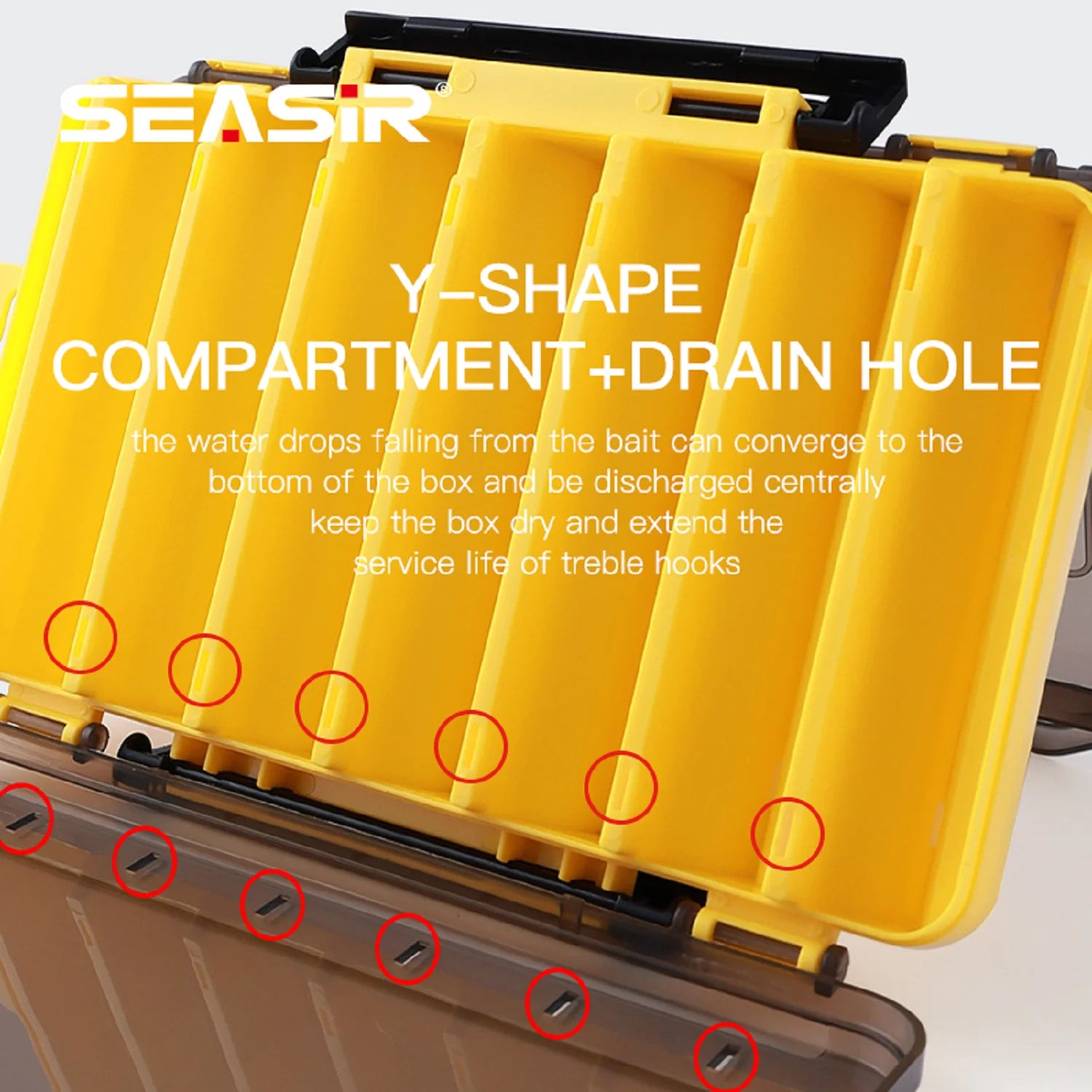 Boîte de rangement pêche jaune compartiments