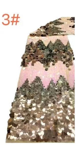 ruban sequins bleu vert argent rose marron motif montagne élégant festif tissu dentelle paillettes