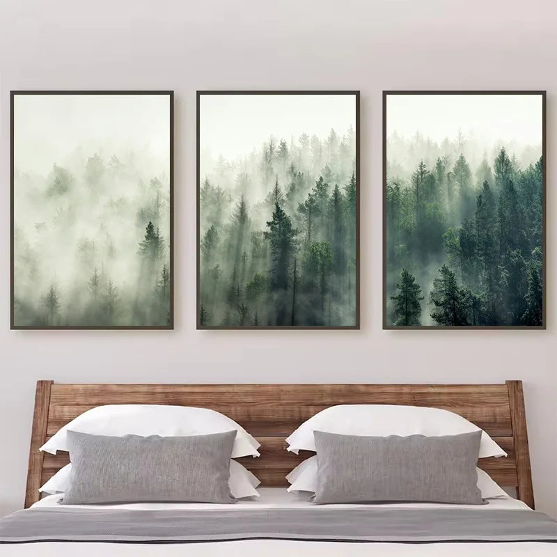 toile d'art moderne impression forestière abstraite verte décoration murale sans cadre chambre salon