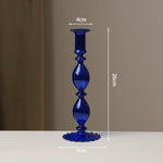 bougeoirs verre transparent rayures horizontales classiques or doré rose bleu vert noir