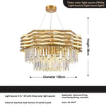 suspension lumineuse moderne dorée cristal transparent rayures horizontales led 3000k 4000k 6000k