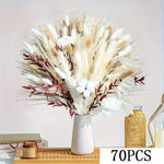 Bouquet fleurs séchées pampas blanche rouge décoration maison anniversaire boho festive