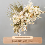 arche decorative boho chic fleurs artificielles blanc beige doré vert