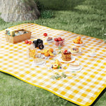 serviette pique nique jaune carreaux moderne portable velcro sac rangement