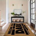 tapis moderne bienvenue dark side marron noir lettres relief antidérapant polyester salon chambreentrée
