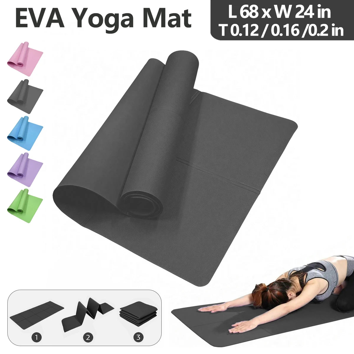 tapis yoga noir épais 4mm fitness yoga pilates portable serviette incluse moderne