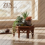 présentoir bois artisanal support plantes sculpture marron décor intérieur extérieur étagère jardin