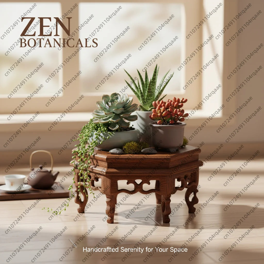 présentoir bois artisanal support plantes sculpture marron décor intérieur extérieur étagère jardin