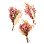 bouquet séché fleurs roses clairs feuilles vertes pampas naturel rustique décoration anniversaireextérieur