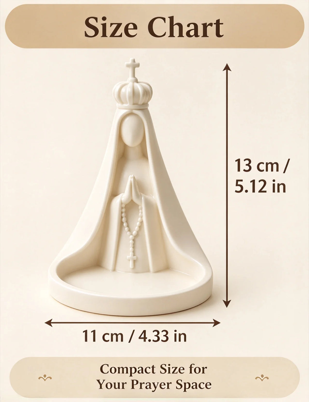 statue religieuse blanche couronne croix chapelet sculpture détaillée classique ornement intérieur decoration