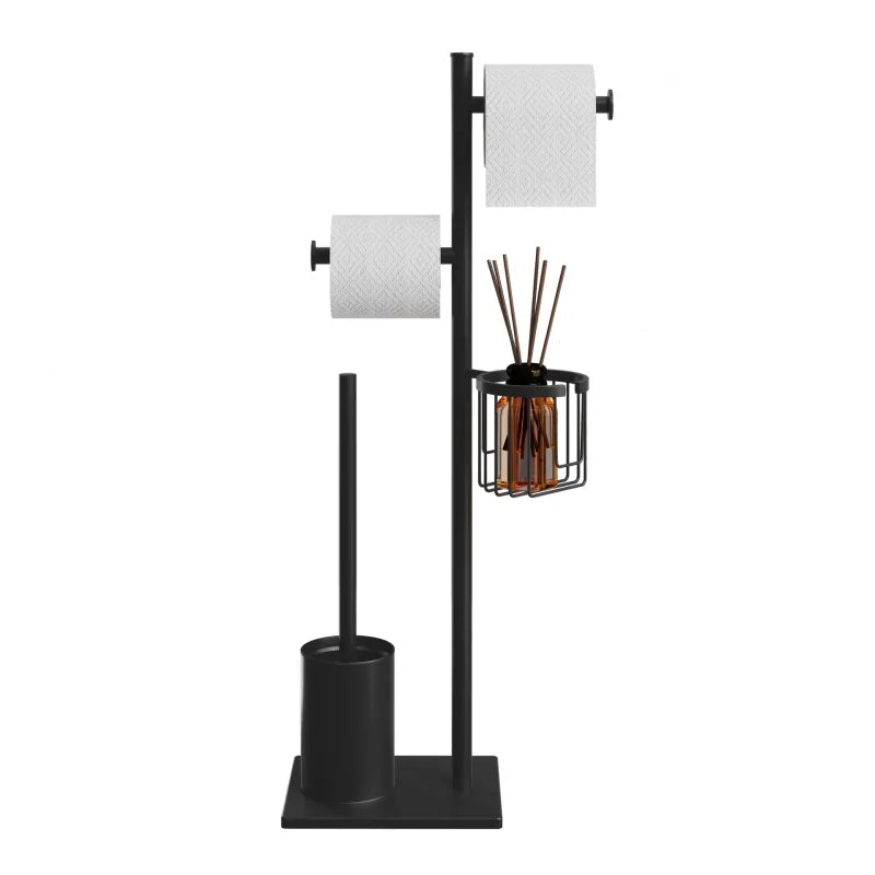 support papier toilette moderne brosse wc intégrée or argent noir