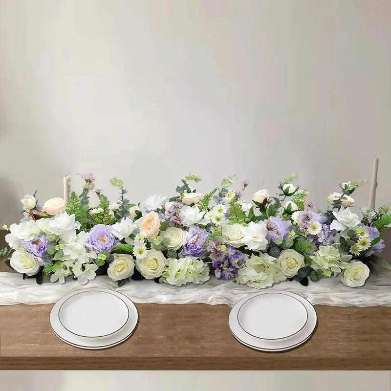 guirlande florale artificielle romantique mariage décoration intérieure blanc violet bleu orangé