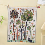 tapisserie coton biologique forêt animaux motifs colorés clips bois moderne artiste