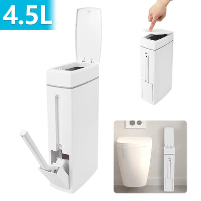 Poubelle salle de bain blanche 4,5L avec brosse WC intégrée
