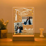 cadre lumineux personnalisable transparent moderne photo nom université citation année