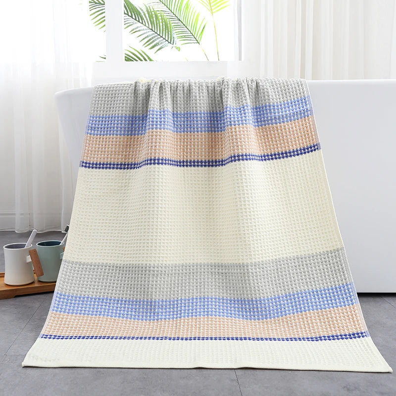 serviettes bain microfibre rayées lavables rapide absorption blanc rouge bleu jaune classique moderne toilette