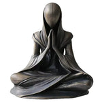 statue décorative méditative résine bronze doré figure assise spirituel abstraite chambre zen yoga