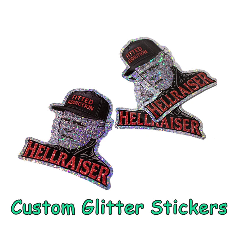 sticker personnalisé glitter multicolore effet holographique adhésif animal compagnie graphique collectible promotionnel cadeau entreprise