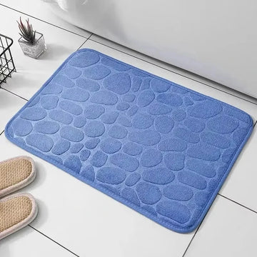 tapis bain microfibre gris beige rose texture cailloux antidérapant rapide absorbant moderne salle bain