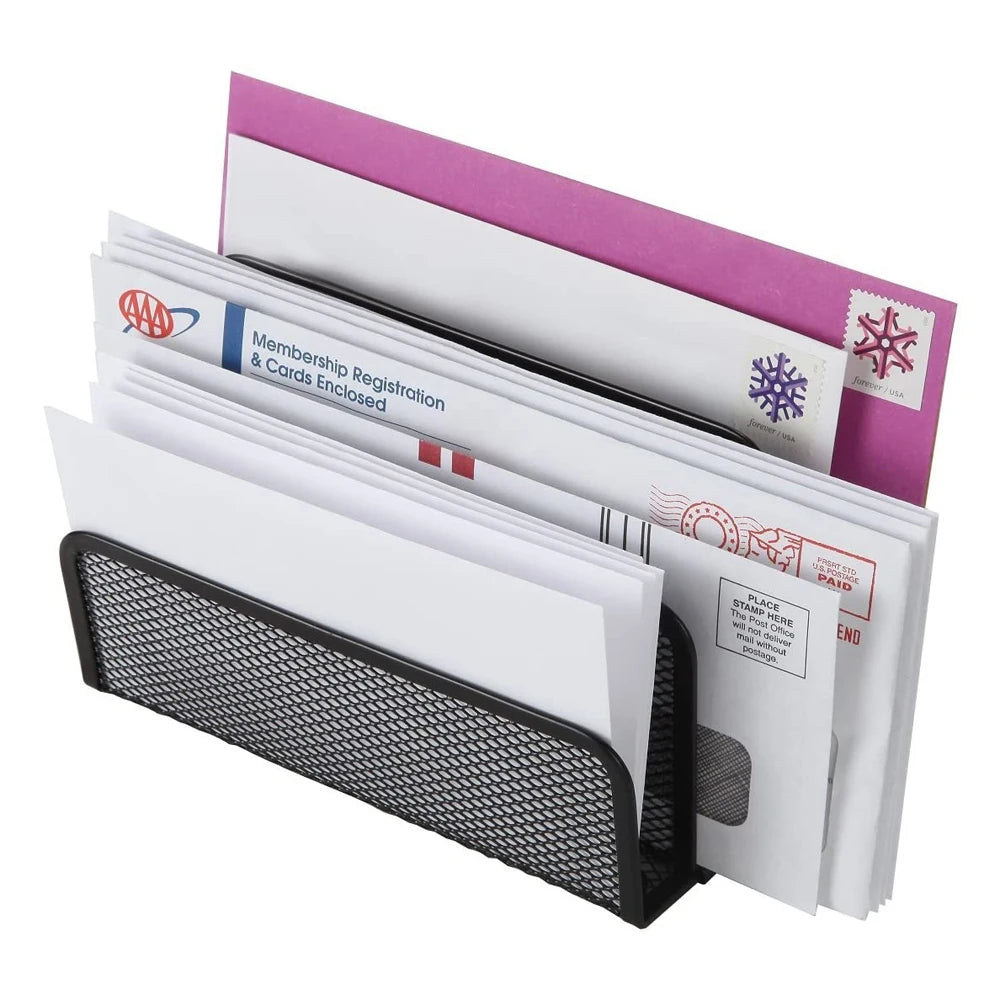 organisateur métal noir maille moderne enveloppes cartes postales carnets