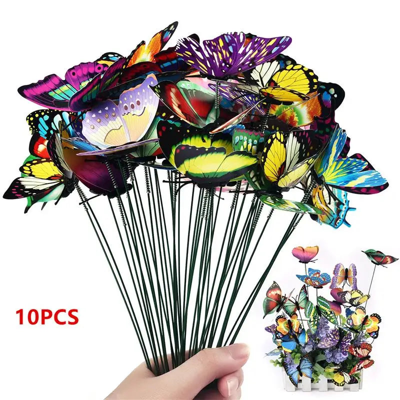 décoration extérieure papillons multicolores imprimés détaillés réalistes tringles pots fleursextérieur fantaisistes PVC