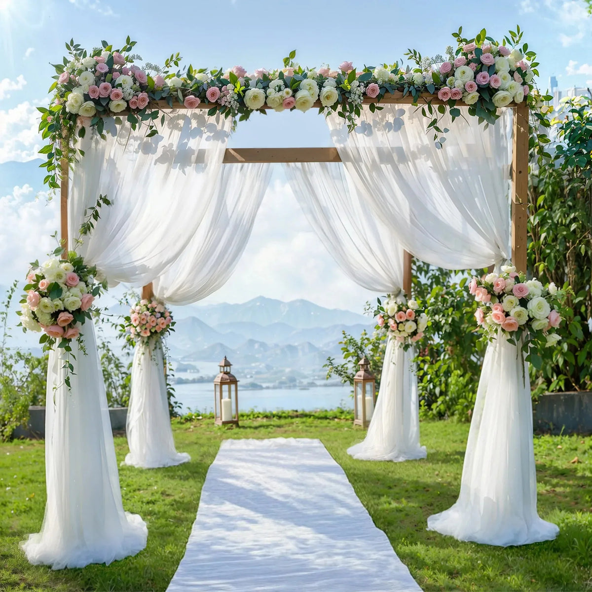 rideau decoration mariage blanc semi transparent 160cm largeur variable romantique echangement
