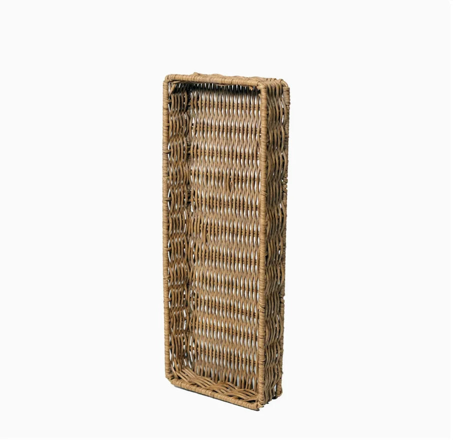 panier tressé marron clair rustique boîte rangement plateau fruits collations thé.storage handwoven rectangular