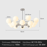 lampe suspendue moderne sphères translucides 95cm blanc chrome(touches on off)