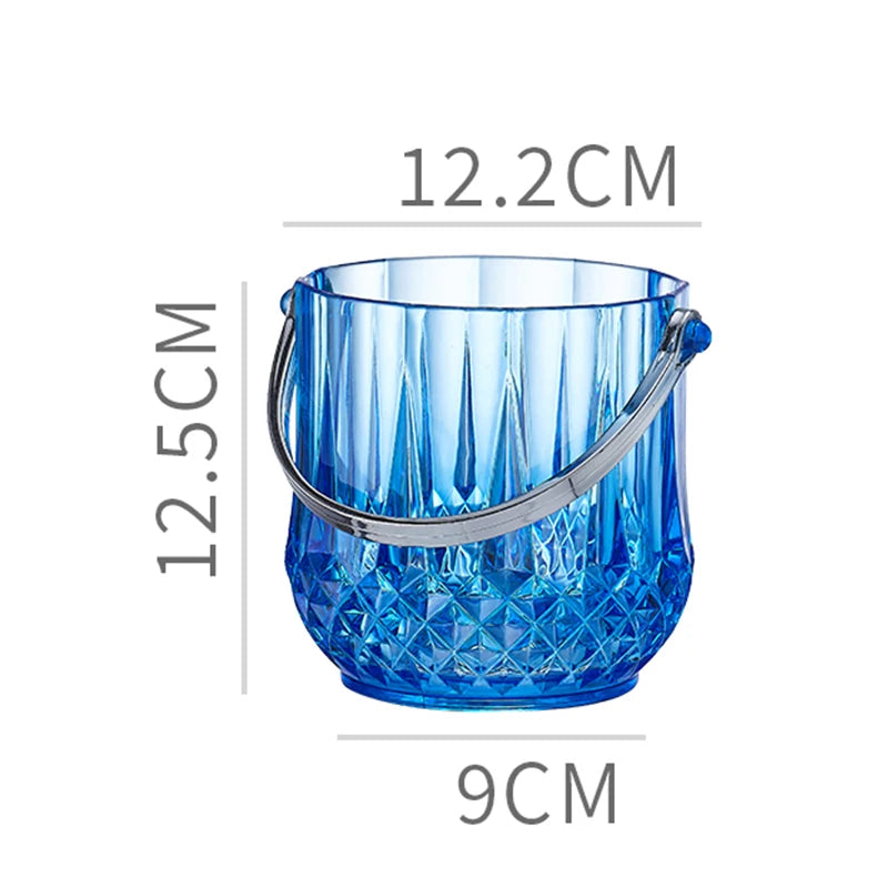 seau glace transparent moderne élégant bleu violet noir diamant acrylique poignée glaçons