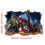 sticker mural 3d super héros hulk iron man captain america thor rouge bleu vert