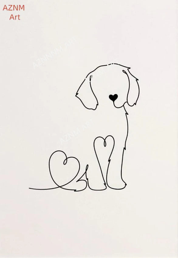 tableau cadre noir peinture toile chat chien humain minimaliste noir blanc décor