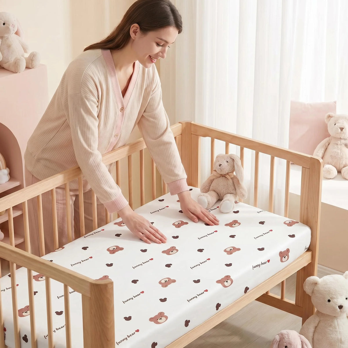 drap lit bébé coton blanc motifs animaux moderne oreiller inclusion points colorés enfants 1ans