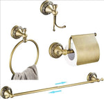accessoires salle bain doré ornements floraux classique porte serviettes mural anneau crochet fixations vis