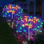 décorations solaires feu d'artifice blanc jaune multicolore moderne filament lumineux extérieur jardin camping