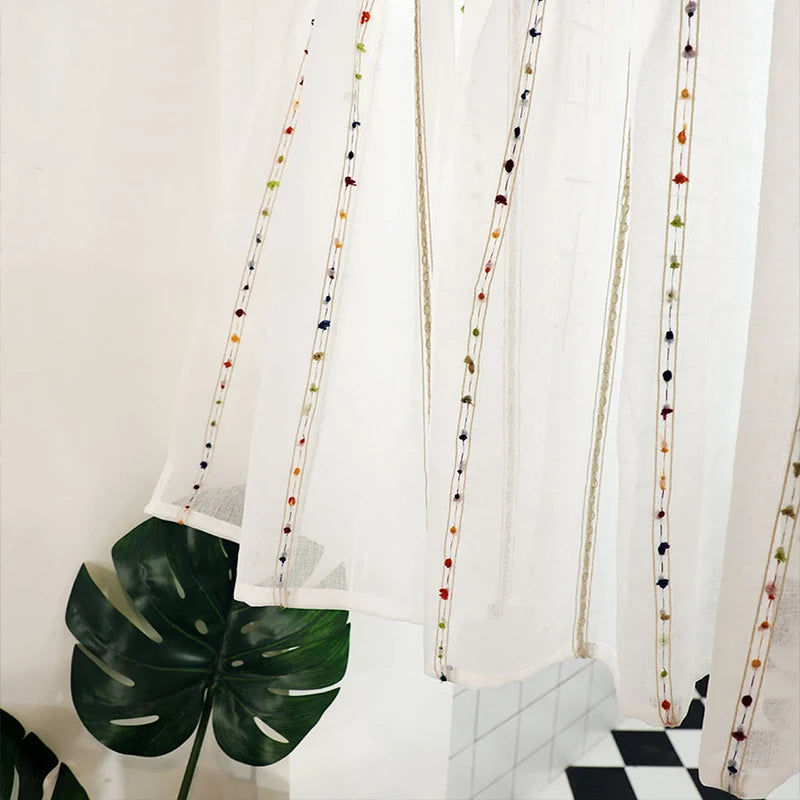 rideau blanc colorées moderne translucide maison 100% polyester inclusion accessoires