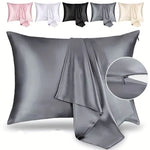 protège oreiller gris uni moderne 100 polyester fermeture glissière hypoallergénique respirant satin