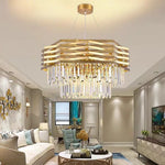suspension lumineuse moderne dorée cristal transparent rayures horizontales led 3000k 4000k 6000k