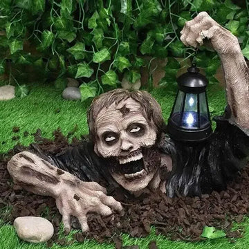 décoration zombie halloween résine gris lanterne transparente vêtements usés horreurextérieur