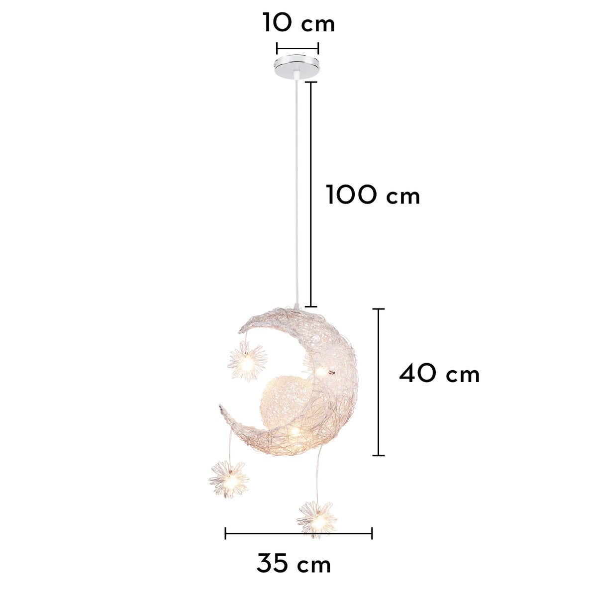 lampe suspendue moderne lune étoiles blanc doré salon chambre led