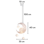 lampe suspendue moderne lune étoiles blanc doré salon chambre led