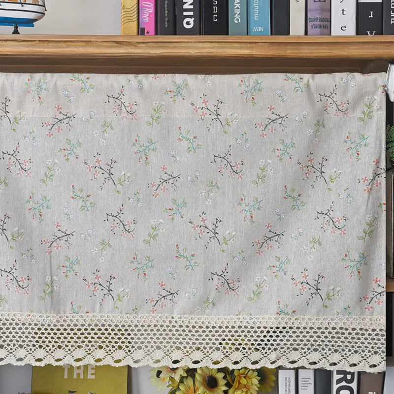 rideau floral fleurs branches polyester beige rose vert noir classique romantique opacité cuisine