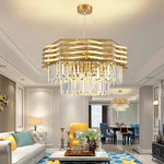 suspension lumineuse moderne dorée cristal transparent rayures horizontales led 3000k 4000k 6000k