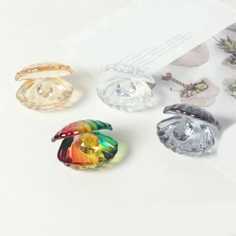boîte bijoux transparente multicolore imprimée coquillages artisanale décoration