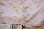 tissu brocart rose or motifs floraux semi transparent résistant élégant robe sac main