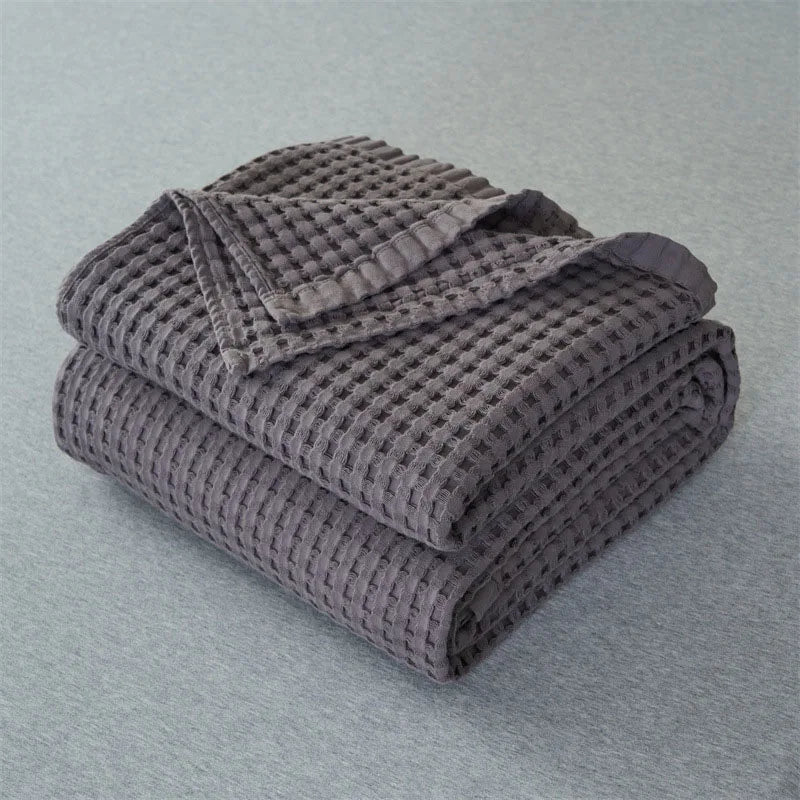 couverture coton carreaux moderne grise bleue blanche portable réactive été lit simple double queen