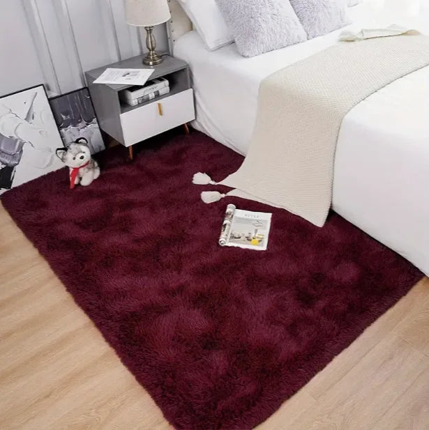 tapis rouge uni peluche moderne 50x80cm confortable antidérapant chambre salon vestibule