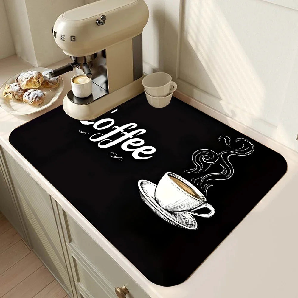tapis cuisine noir absorbant antidérapant caoutchouc machine évier plan travail