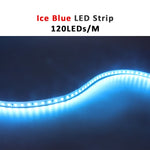 ruban led 12v 120leds/m blanc chaud adhésif moderne 50000h 3000k certification rohs ccc fcc