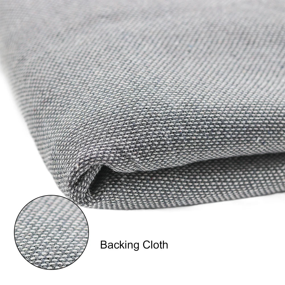 tissu polyester gris clair texture fine moderne bordures franges blancs 1.5x4m lavable machine